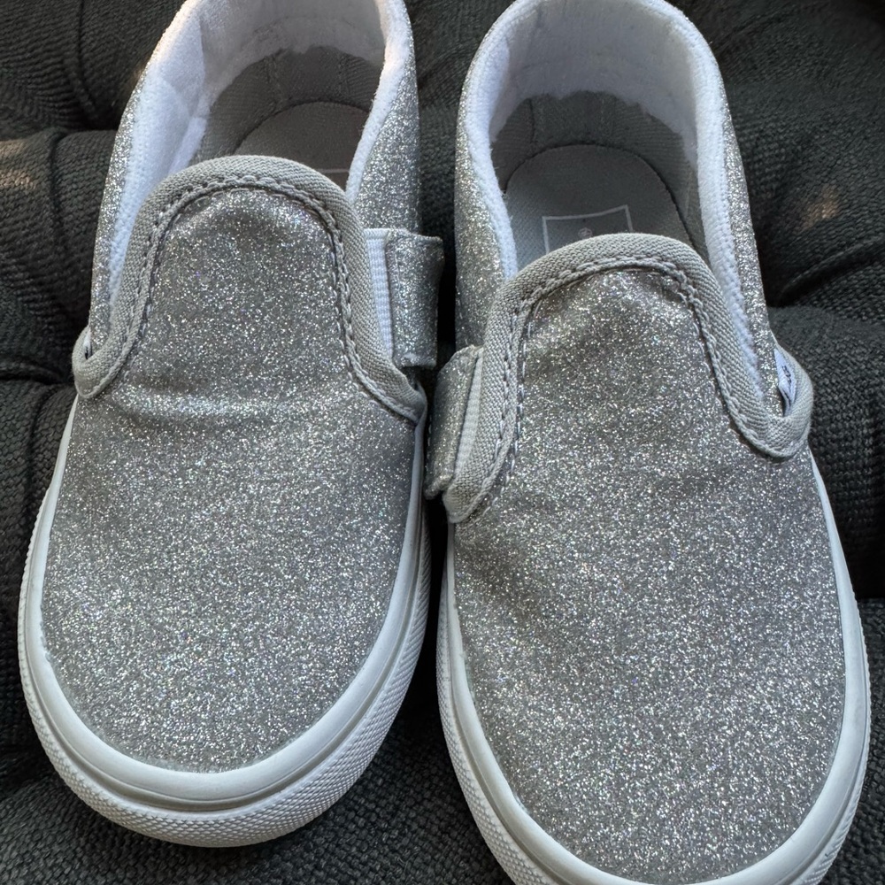 Vans Glittery Silver Kids Sneakers